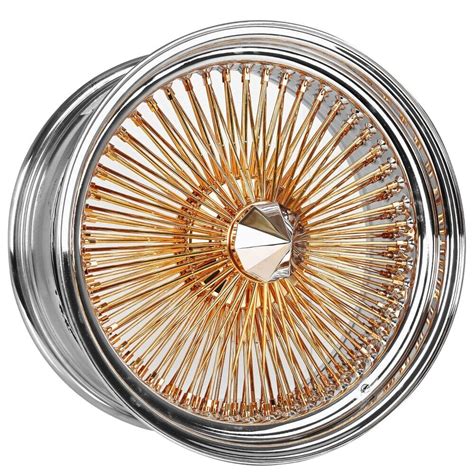 20x8 Wire Wheels Standard 150 Spoke Straight Lace Chrome With Gold