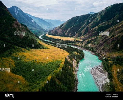 The Confluence Of Mountain Rivers Argut And Katungorny Altai Russia