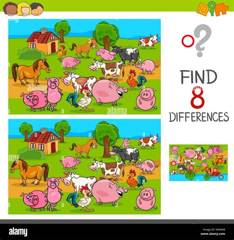 Cartoon Illustration Of Finding Differences Between