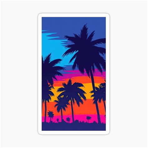 Neon Palm Trees Sticker For Sale By Vintagegarage Redbubble