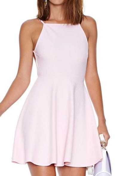 Sexy Plain Backless Skater Mini Dress With High Rise Beautifulhalo Com