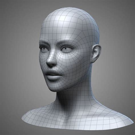 Female Head 3 3d Model Female Head Face Topology Maya Modeling