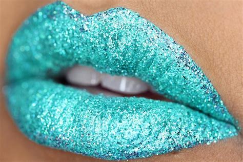 Aqua Teal Blue Green Sparkle Glitter Lips Sparkle Lips Teal Makeup