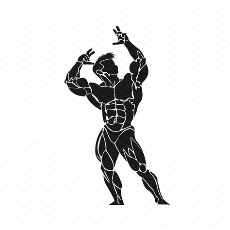 Bodybuilder Posing Icon Vector Healthcare Illustrations ~ Creative