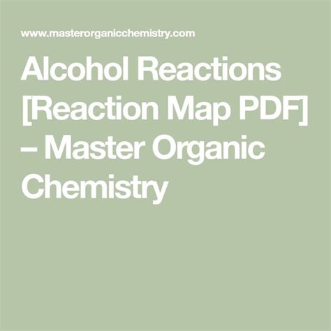 The Text Reads Alcohol Reactions Reaction Map Pdf Master Organic Chemistry