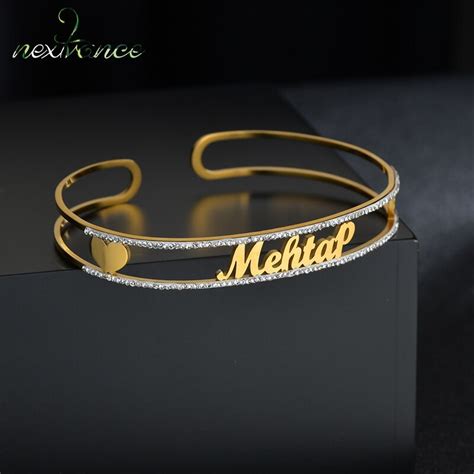 Nextvance Customized Nameplate Name Bracelet Gold Stainless Steel