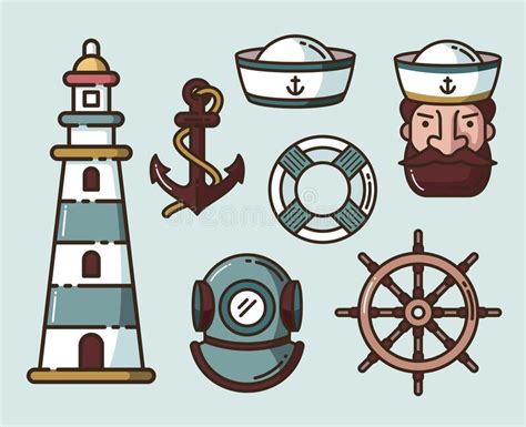 variety of nautical elements set stock vector illustration of icon sail 173028118