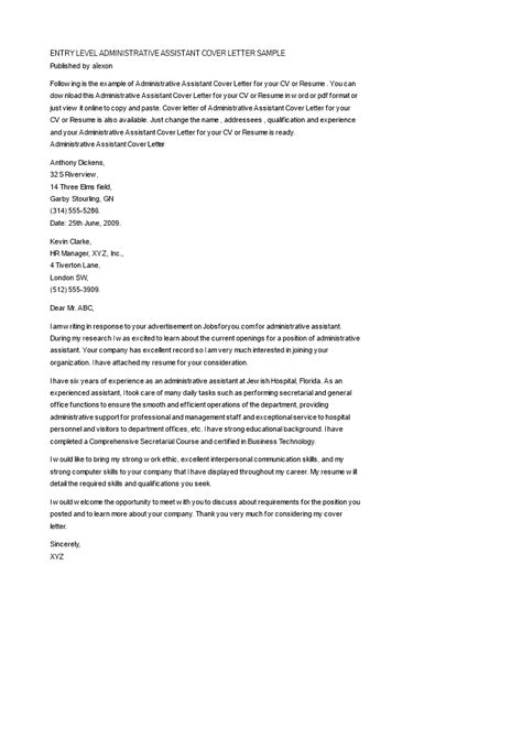 Are you curious about a career in the administrative support industry? Cover Letter Sample For Administrative Assistant Entry ...