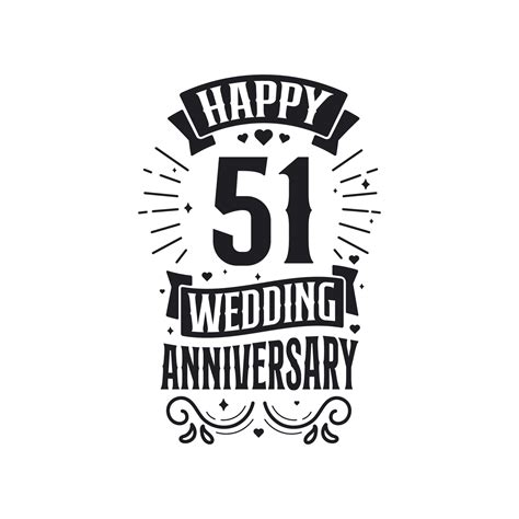 51 Years Anniversary Celebration Typography Design Happy 51st Wedding