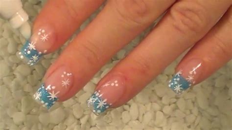 nail art winter design snowflake schwammtechnik tutorial simple youtube