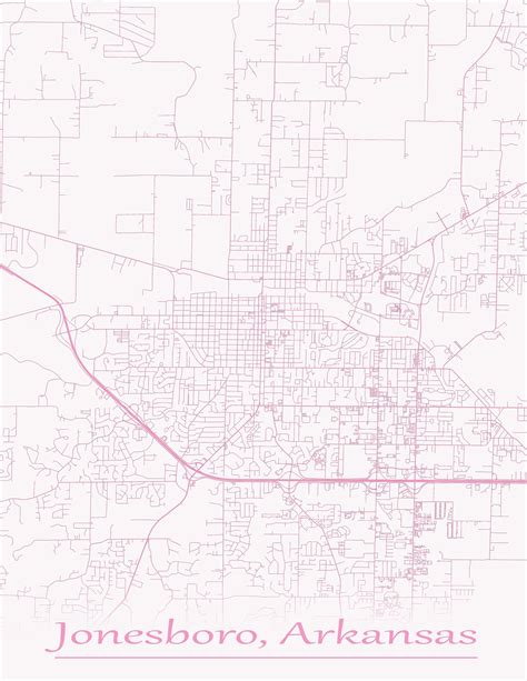 Colored Map Of Jonesboro Arkansas And All Its Roads In 2022 City Map