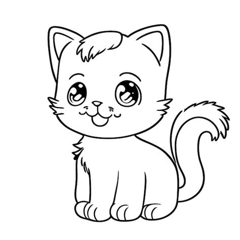 Premium Vector Cute Baby Cat Coloring Book For Kids Simple Line