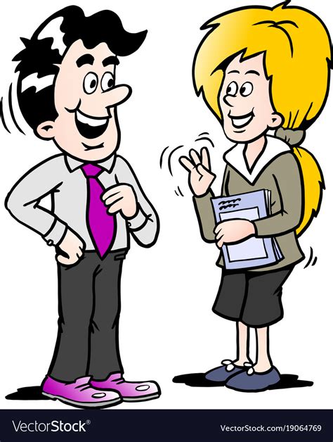 Cartoon A Businessman Speaking With A Woman Vector Image