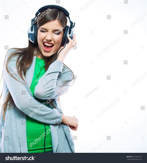 Woman With Headphones Listening Music Music Teenager Girl Dancing