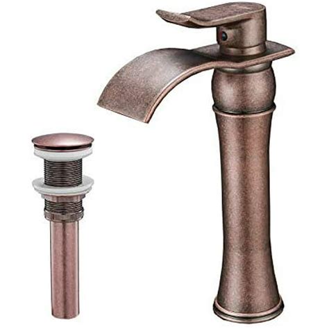 Bwe Copper Bathroom Faucet With Drain Assembly And Supply Hose Lead Free Waterfall Vessel Sink