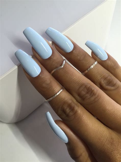 Blue Coffin Acrylic Nails Black People Tips Color Short Acrylic Nails