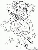Coloring Fairies Fairy Elves Princess Flight sketch template