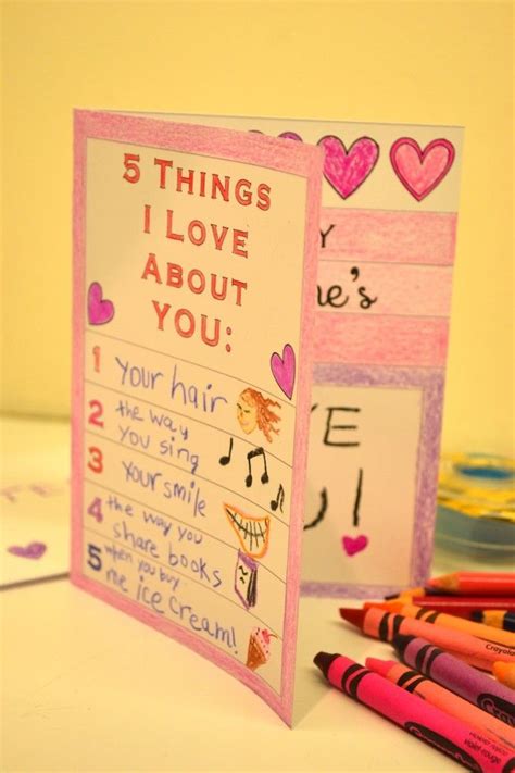 Free Printable 5 Things I Love About You Card For Kids Free