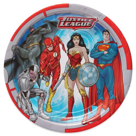 7 Justice League Round Paper Party Plates 8ct
