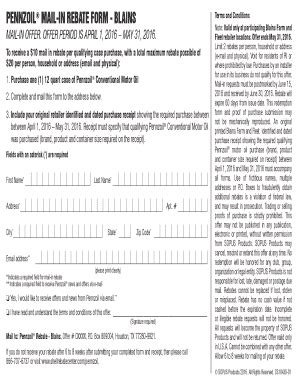 Pennzoil Rebate Form Fill Online Printable Fillable Blank Pdffiller