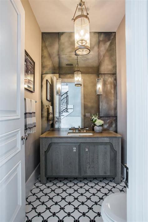 Hgtv Presents A Stylish Contemporary Powder Room In Gray And Neutral