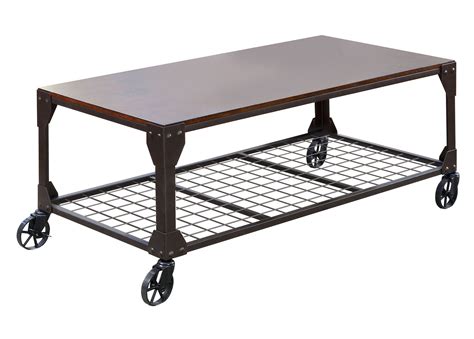 Industrial Wheeled Coffee Table Acs Home Accents Coffee Table With