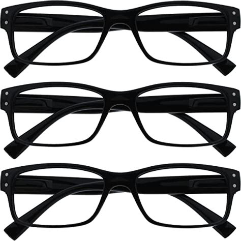 The Reading Glasses Company 3 Pack Mens Black Large Designer Style Readers Spring Hinges Rrr11 1