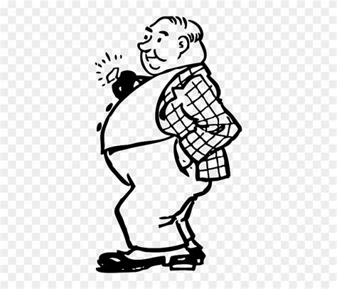 Cartoon Old Outline People Man Guy Rich Person Fat Man Clipart
