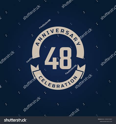 48 Year Anniversary Celebration Golden Color Stock Vector Royalty Free