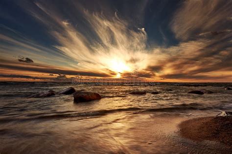 Beautiful Sunset Over An Ocean Stock Image Image Of Beach Spring