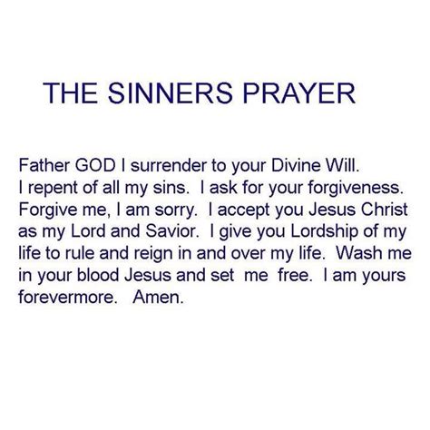 Printable Sinners Prayer