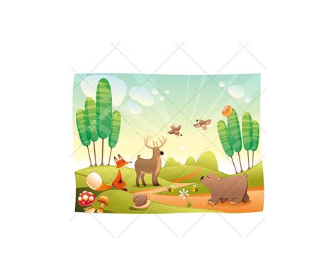 Forest illustration pack - animal vector (deer, bear, fox, owl ...