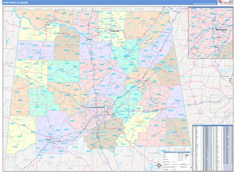 Alabama Northern Wall Map Color Cast Style By Marketmaps Mapsales