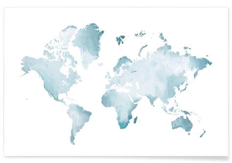 World Map Watercolour Póster Juniqe