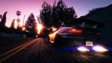 Download Vehicle Purple Road Evening Car Video Game Grand Theft Auto V