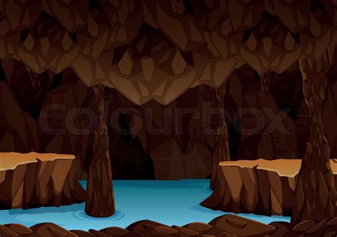 Underground Cave With Water Stock Vector Colourbox