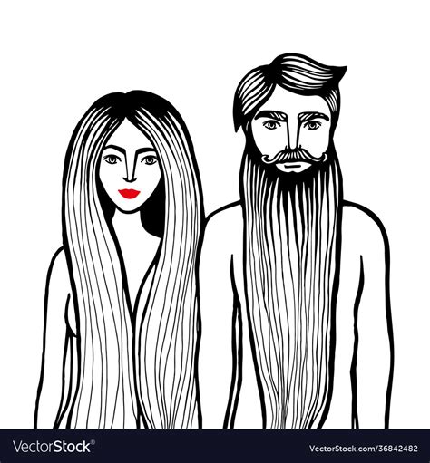 Nude Couple Couple Lovers Hand Draw Royalty Free Vector