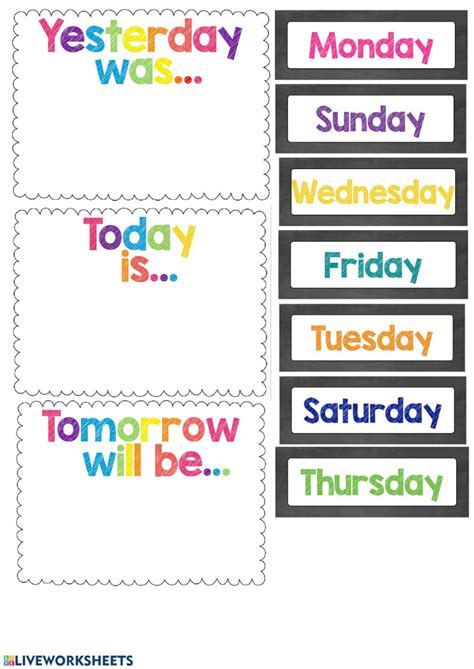 Days Of The Week Preschool Charts Preschool Classroom Labels