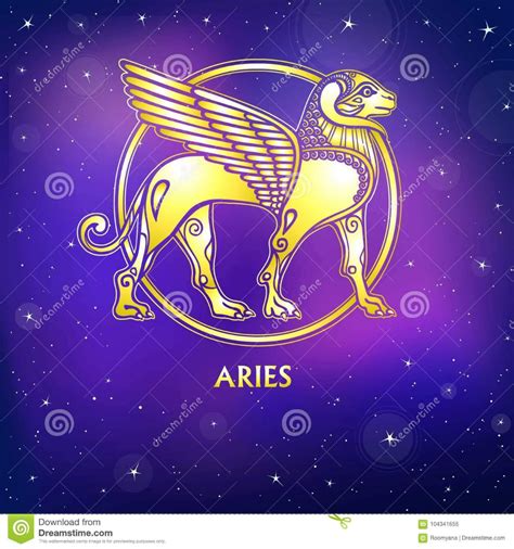 Zodiac Sign Aries Character Of Sumerian Mythology Gold Imitation