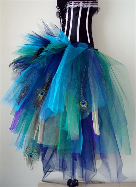 French Navy Blue Purple Peacock Feathers Burlesque Tutu Bustle Etsy