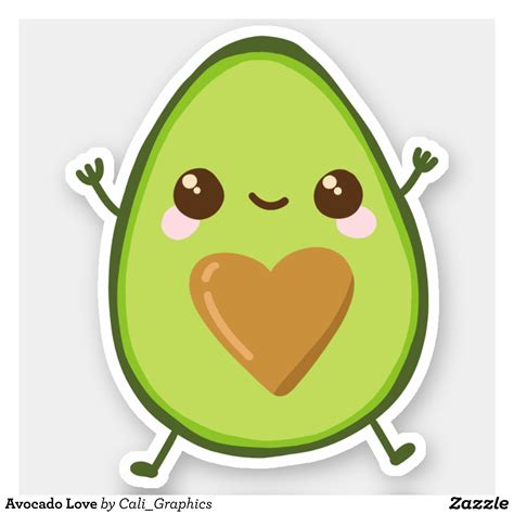 Cute Avocado In Love Aguacate Dibujo Pegatinas Bonitas Dibujos Kawaii
