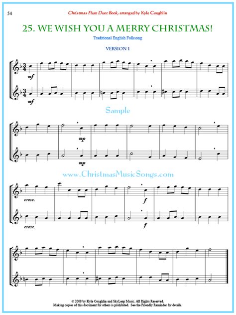 We Wish You A Merry Christmas Flute Sheet Music Easy