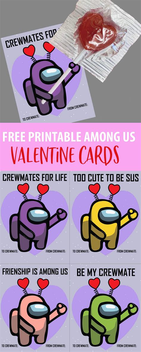 Among Us Valentine Cards Free Valentines Day Printables