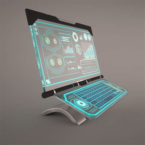 But it's pretty easy to have your computer show one screen on your external tv / projector screen, and an entirely different desktop screen on your laptop. 3D Sci-Fi Computer With Glassy Hologram Screen | CGTrader