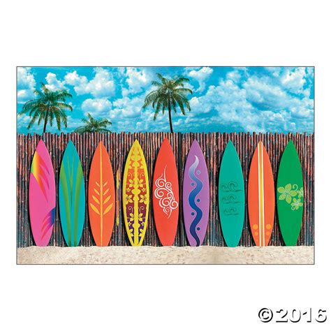 Is your prom committee looking for some theme ideas? LUAU Beach Party Decoration Wall Mural SURF'S UP Surfboard ...