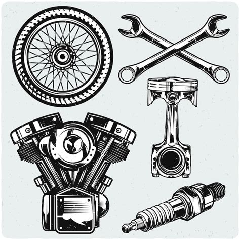 Premium Vector Set Of Motorcycle Parts