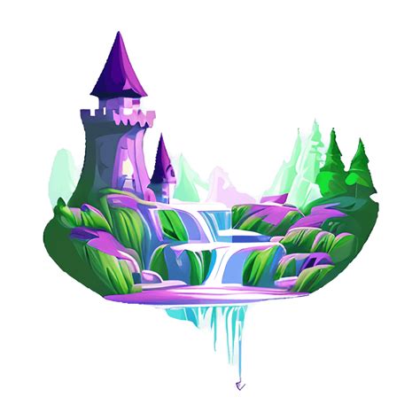 Fantasy Scene With Castle And Waterfall · Creative Fabrica