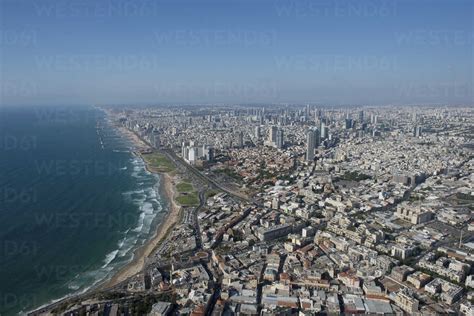 Aerial View Of Coastline And City Tel Aviv Israel Stock Photo