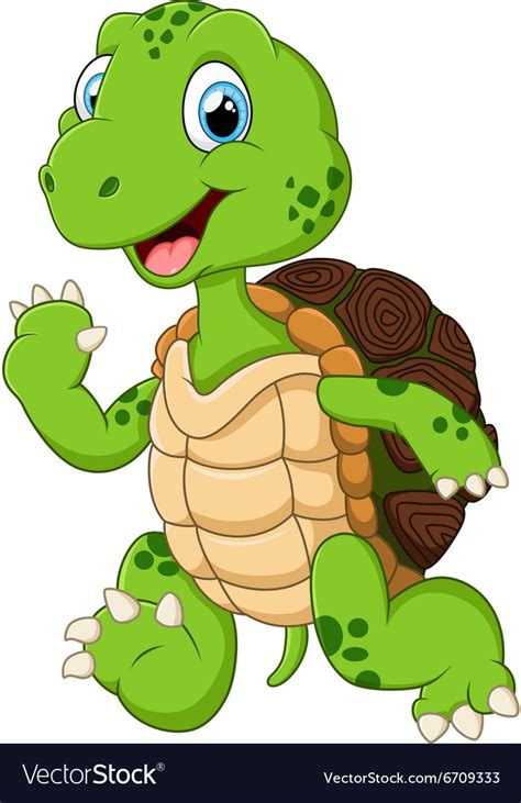Cartoon Cute Turtle Waving Hand Royalty Free Vector Image