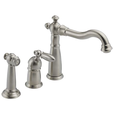 Delta Faucet Victorian Single Handle Kitchen Sink Faucet With Side Sprayer In Matching Finish